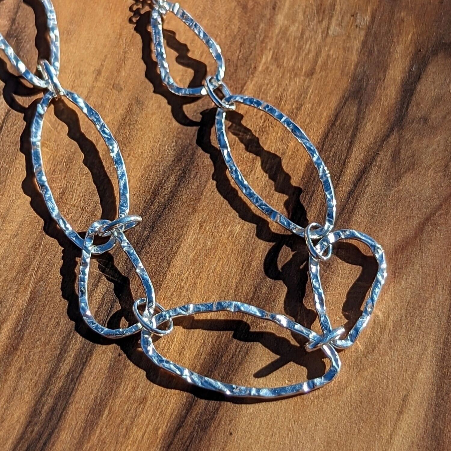 19" Hammered Ovals Sterling Silver Necklace