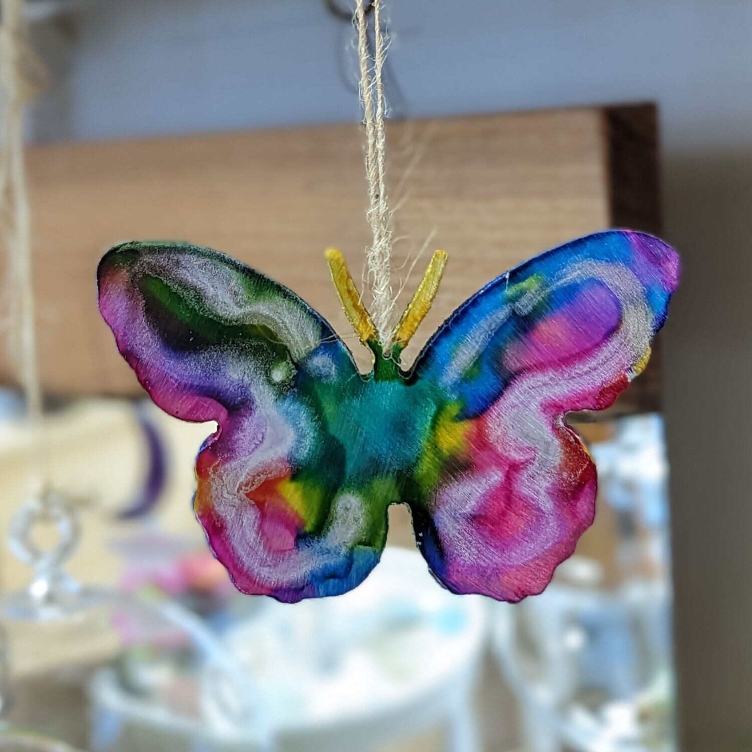 Painted Metal Butterfly Ornament
