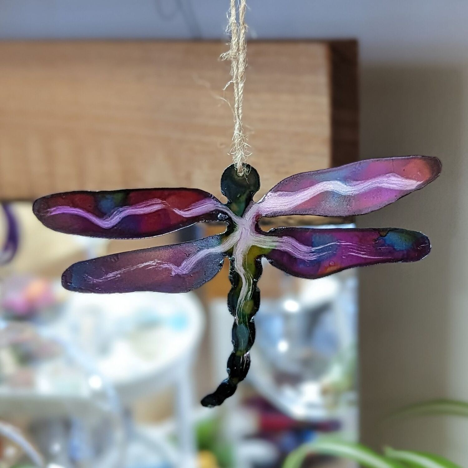Painted Metal Dragonfly Ornament