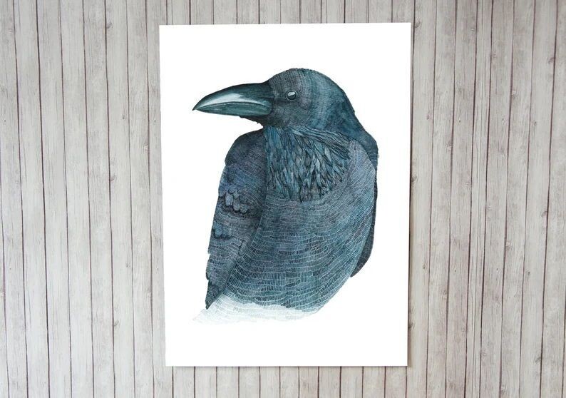 Raven Watercolour Art Print (5x7)