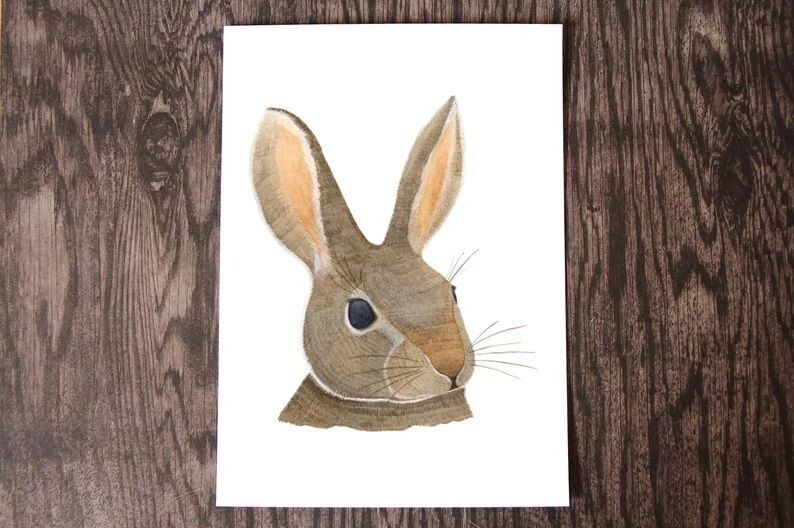 Rabbit Watercolour Art Print (5x7)