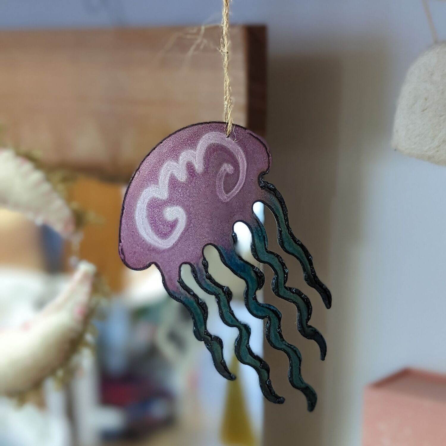 Painted Metal Jellyfish Ornament