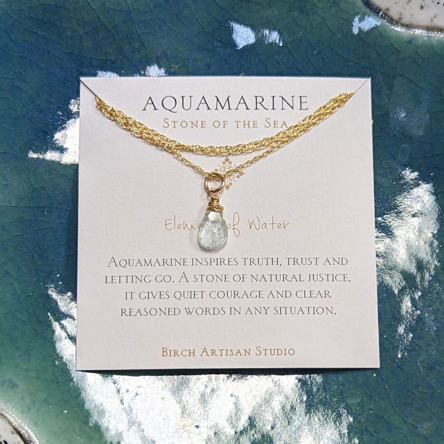 16" Gold Fill Aquamarine Necklace