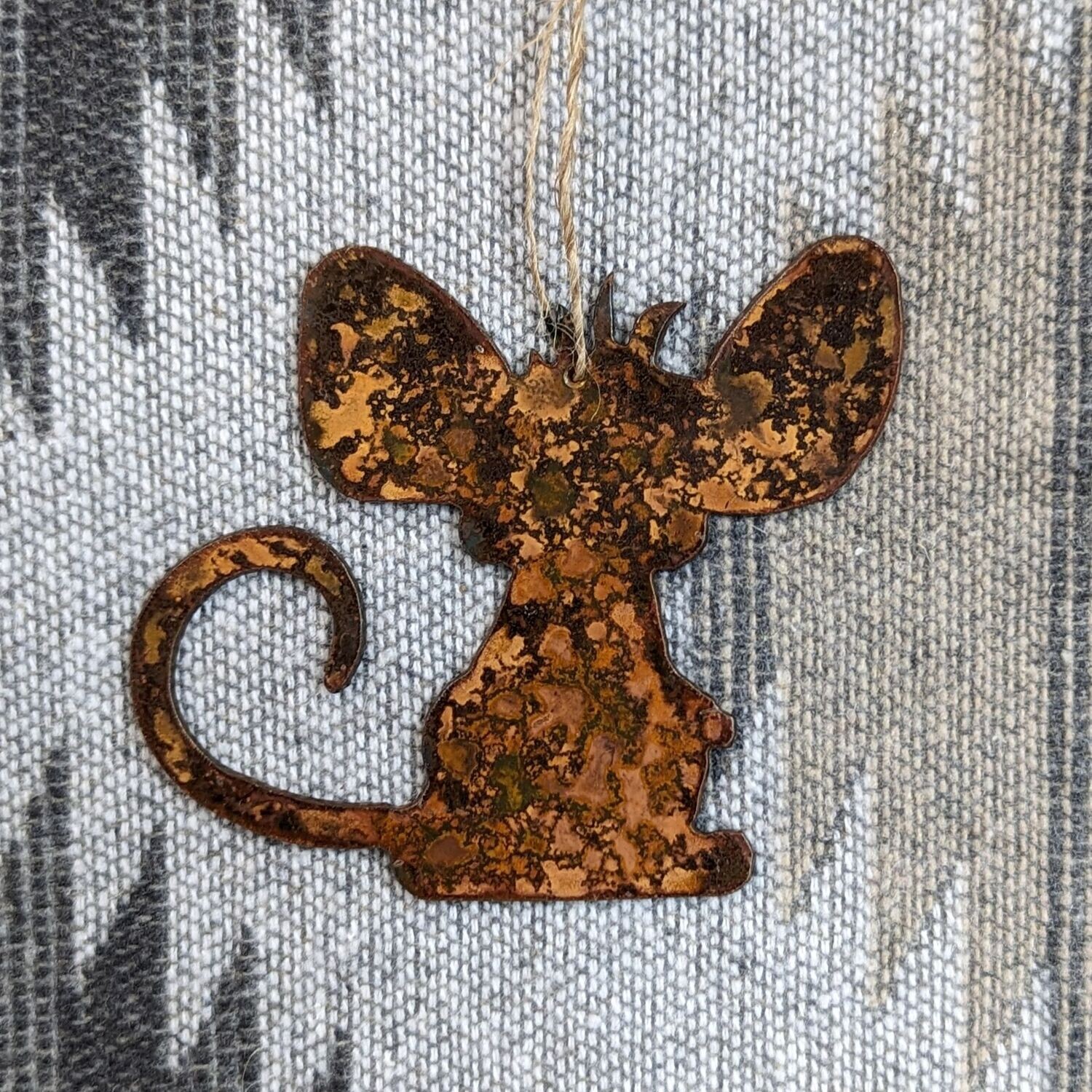 Rusted Metal Mouse Ornament