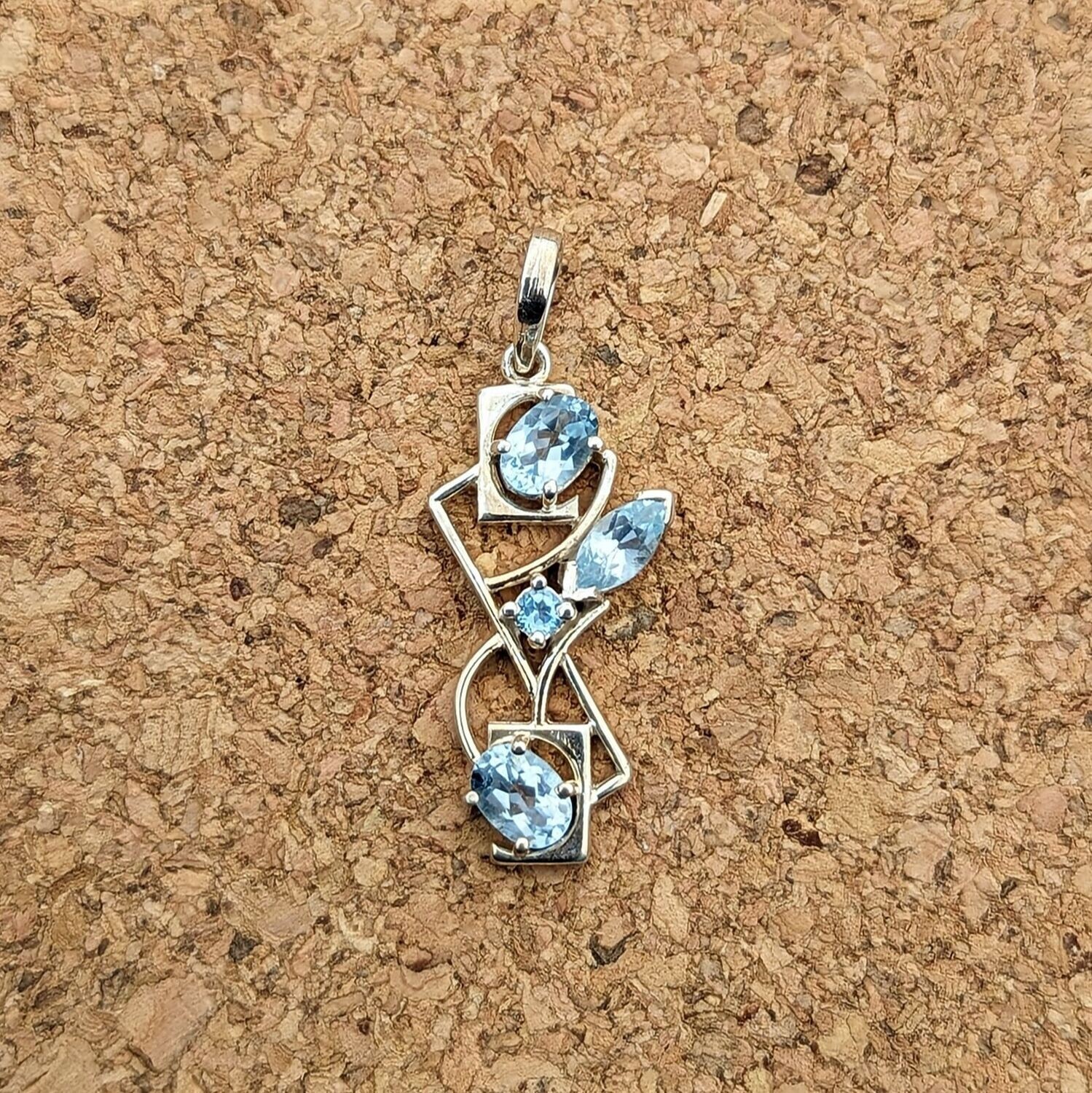 Sterling Silver Abstract Topaz Pendant