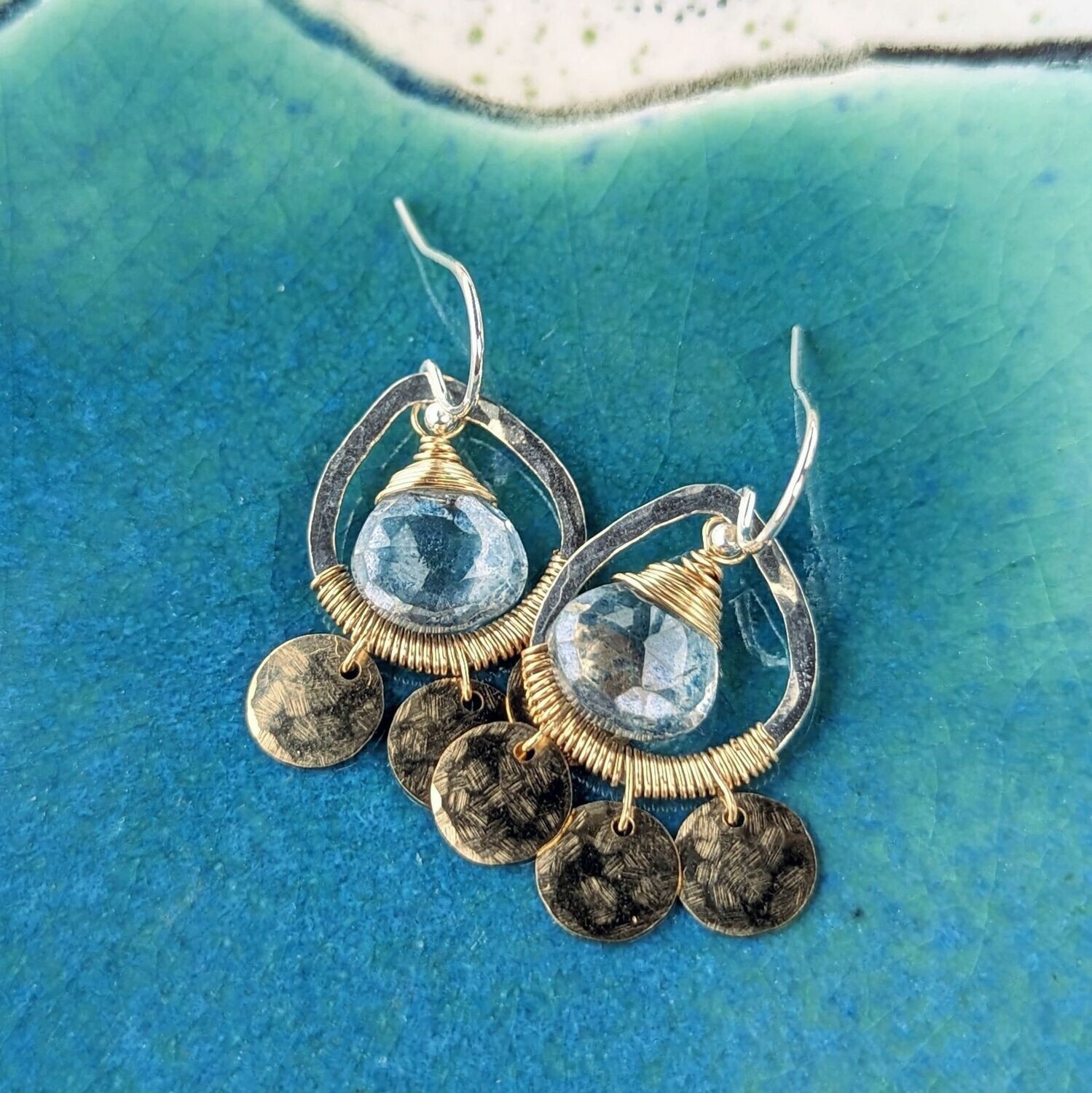 Mixed Metal Blue Quartz Earrings