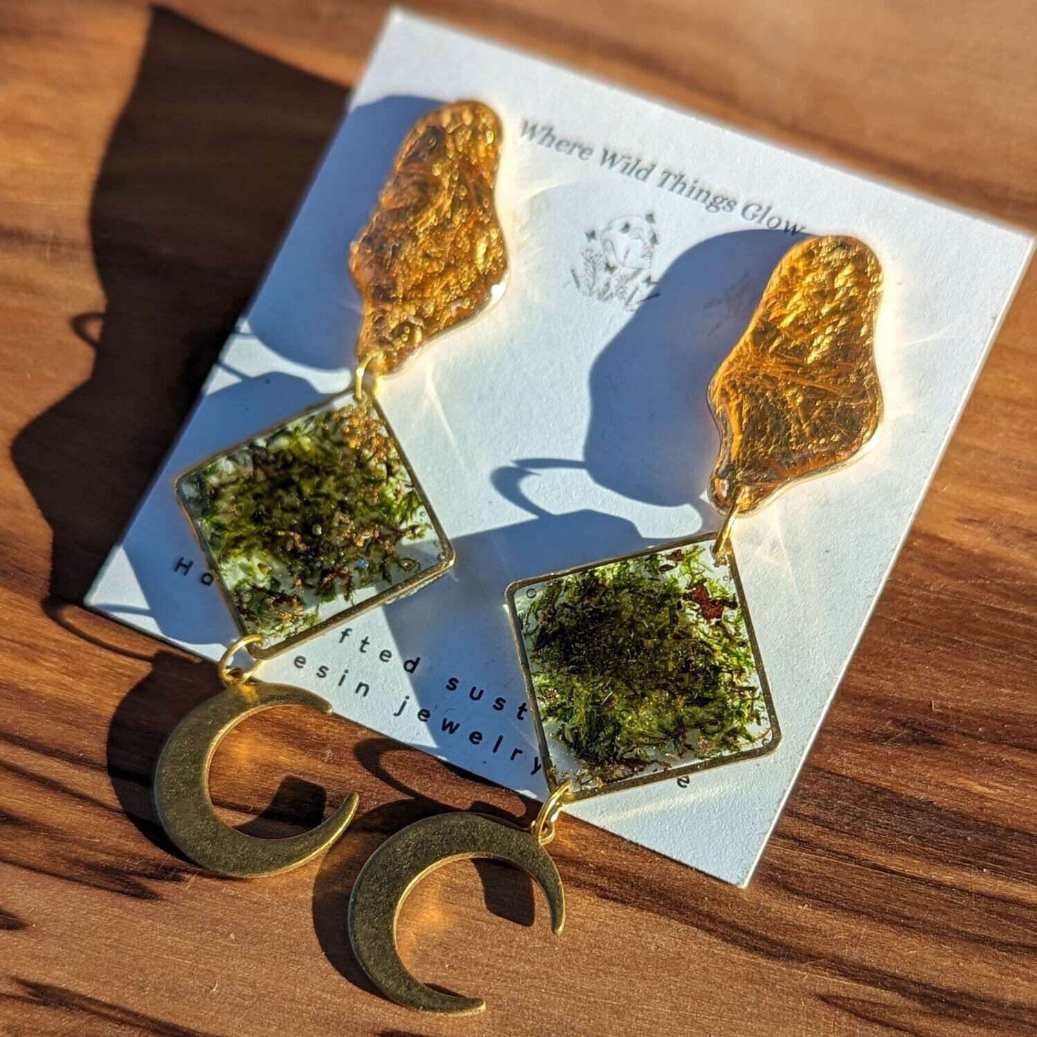 14K Gold Fill Moss Moon Earrings