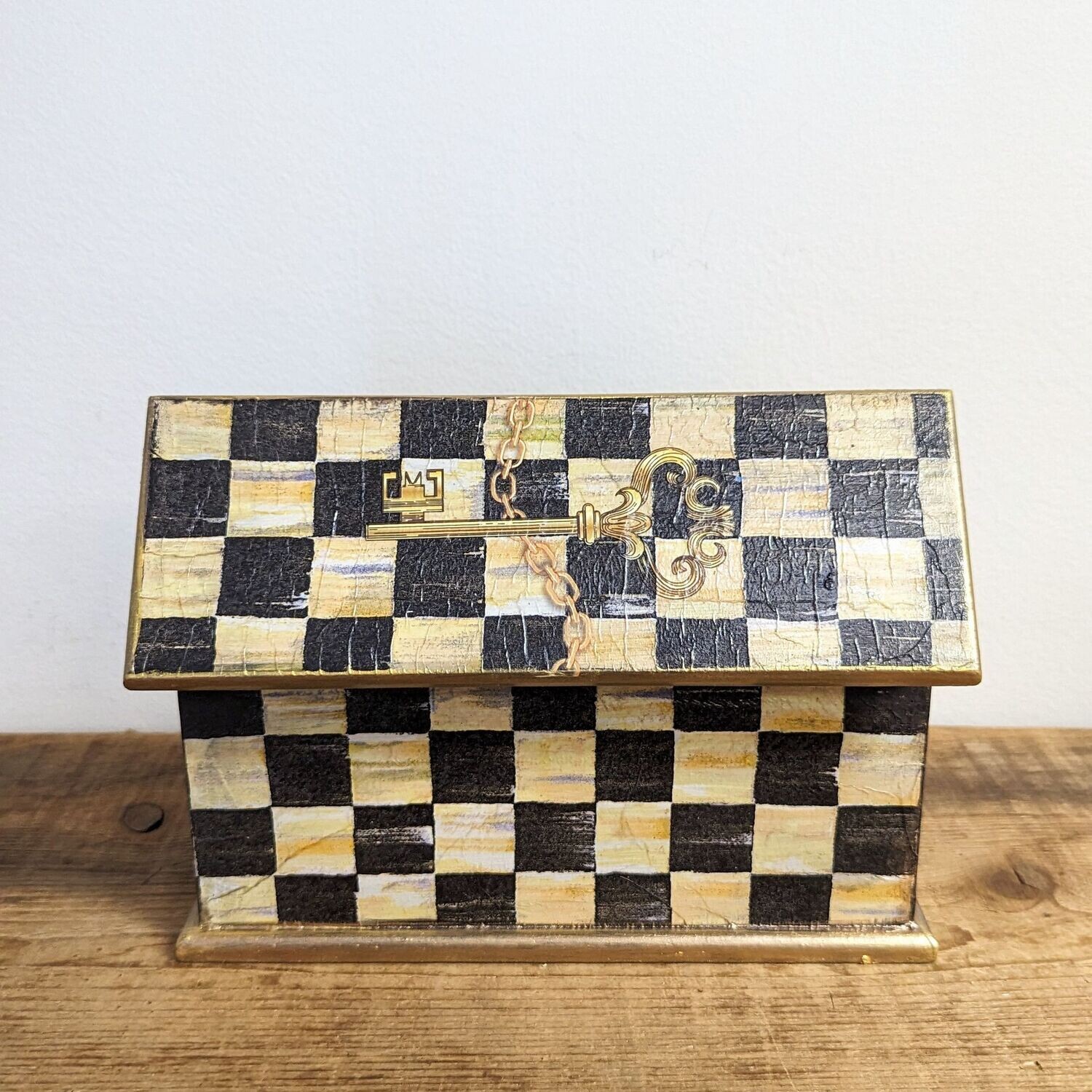 Upcycled Checkered Key Applique Box