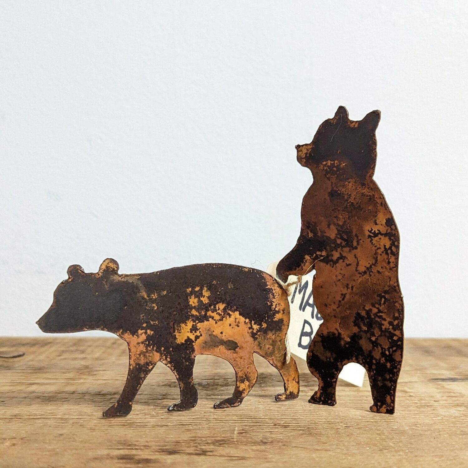 X-Small Rusted Metal Bear Cub Pair