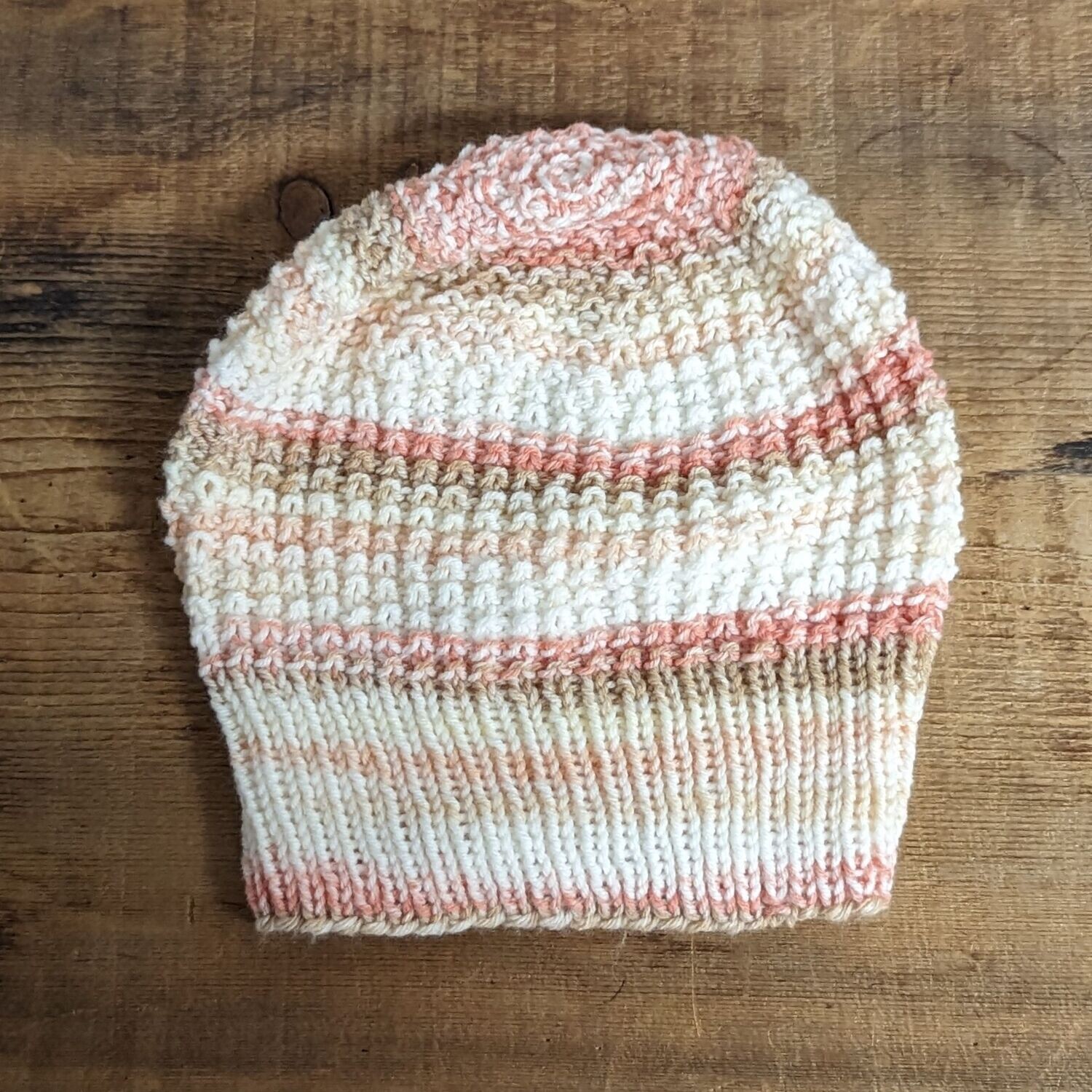 Peach and Brown Striped Touque