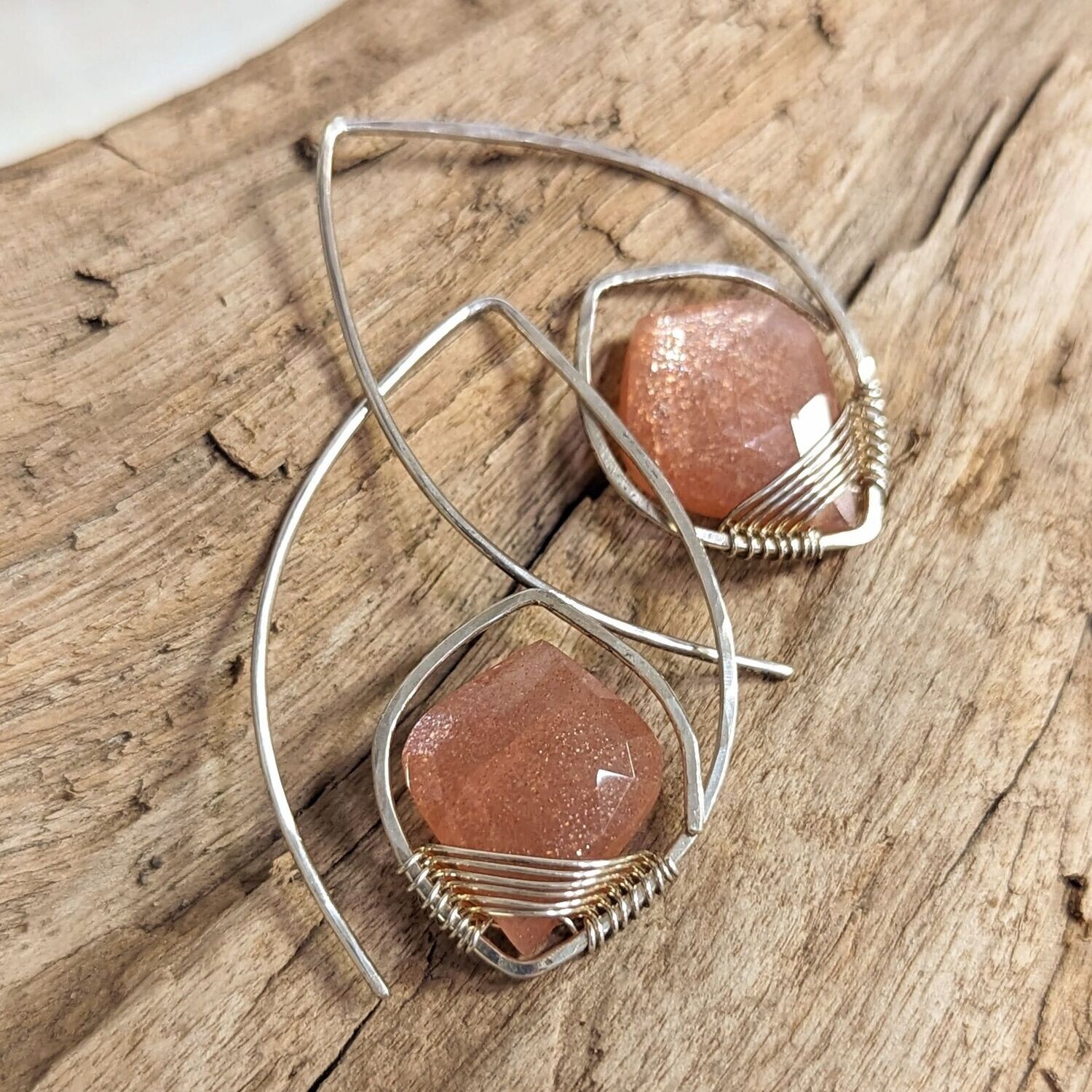 Sterling Silver Peach Moonstone Earrings