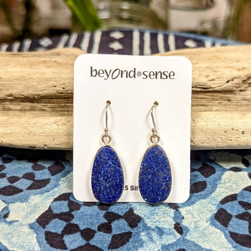 Sterling Silver Lapis Oval Earrings