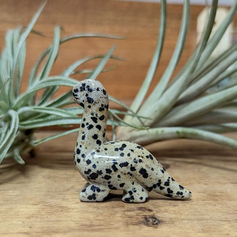 Carved Dalmatian Jasper Dinosaur