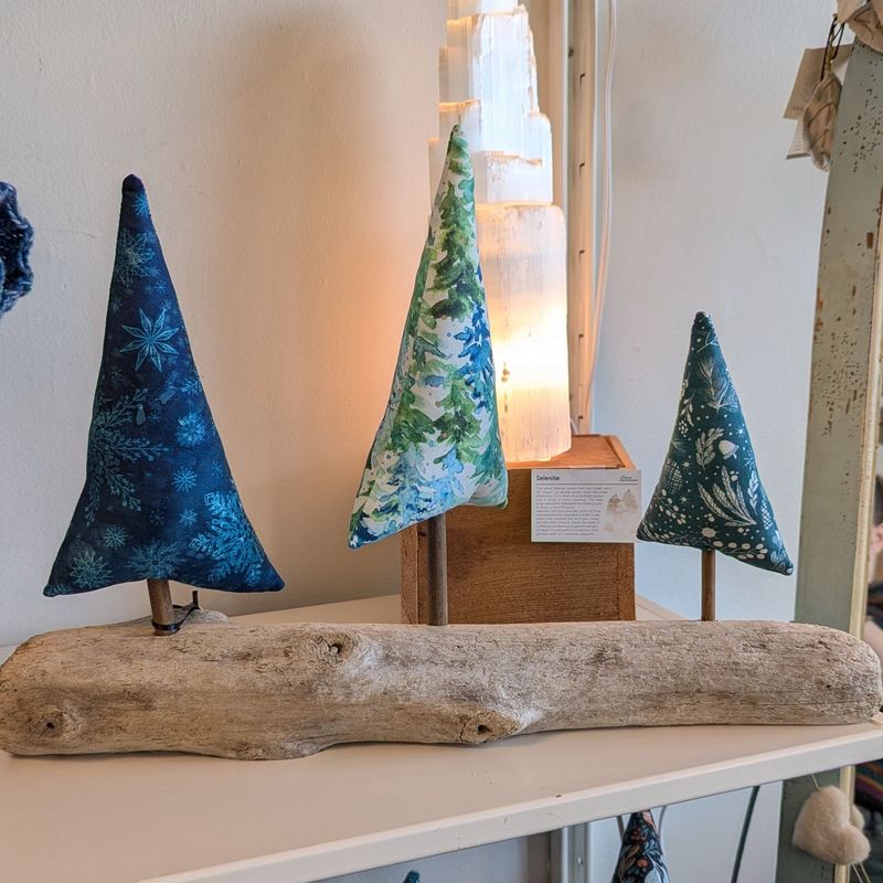 Blue Fabric Tree Trio