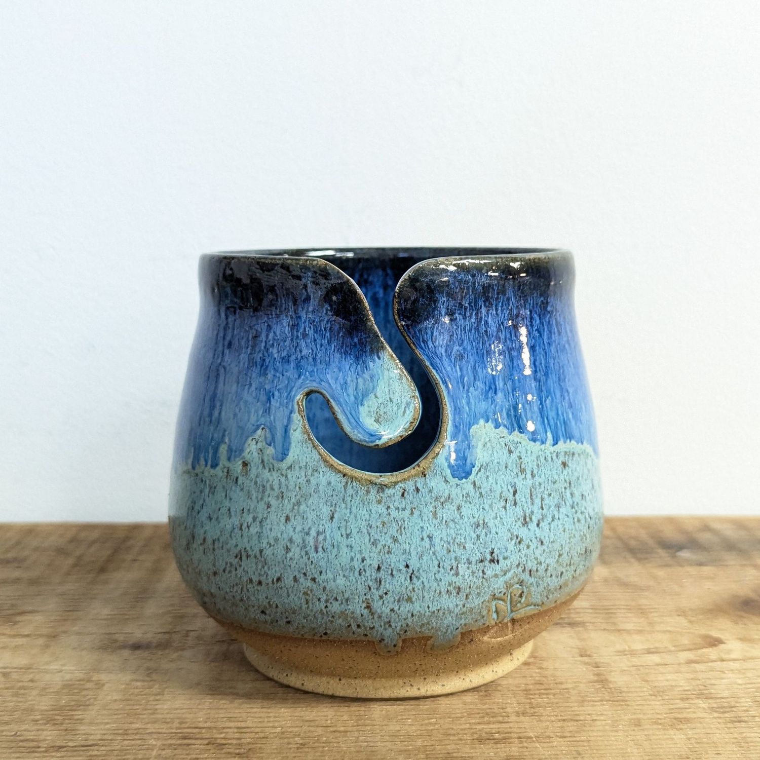 Tall Blue and Aqua Yarn Bowl