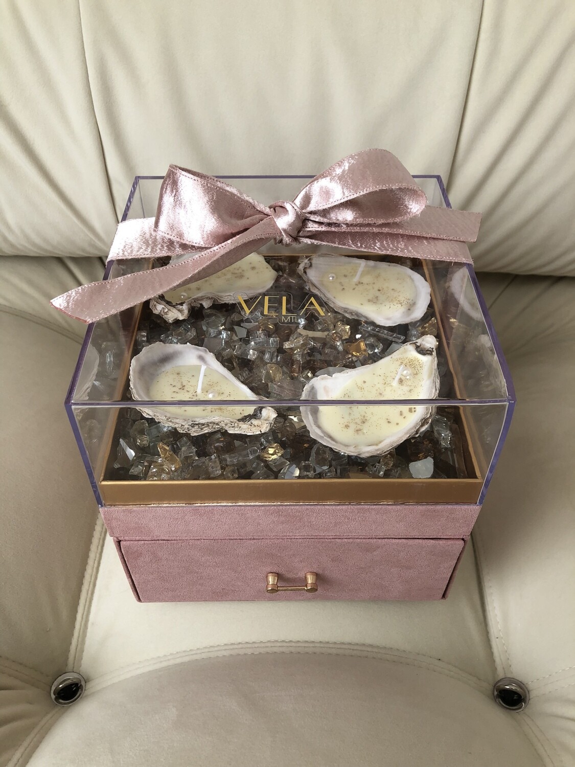 Classic Gift Box with Oyster Candles - Choose Color