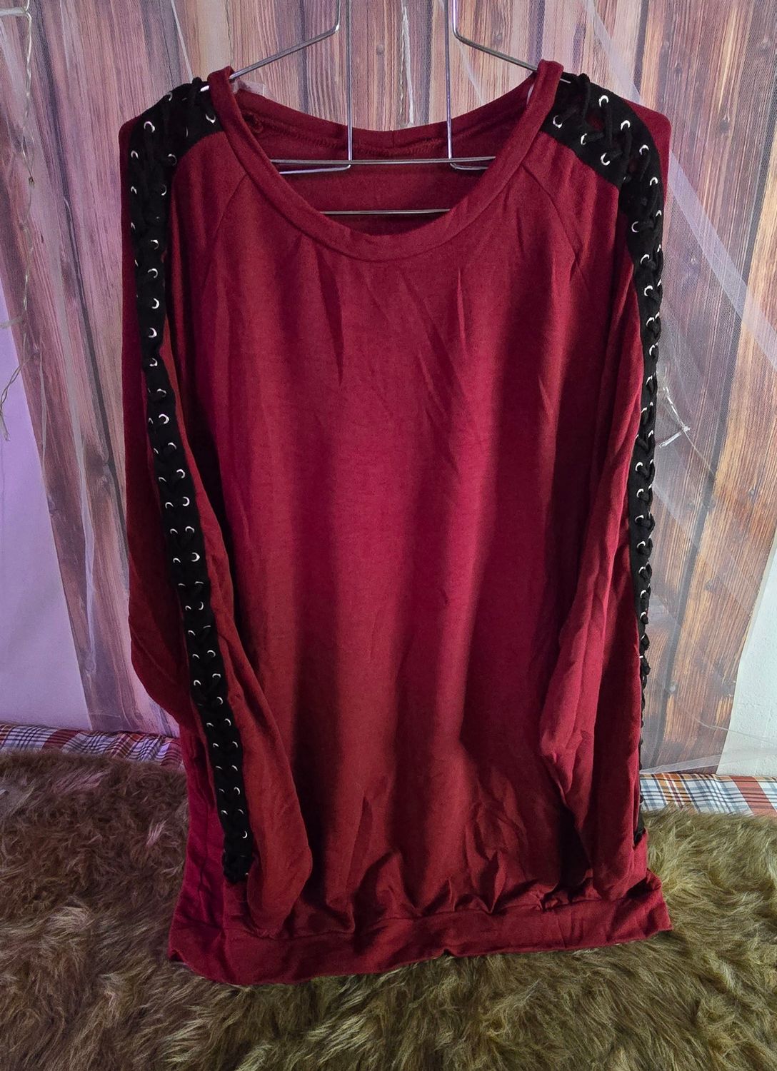 Burgundy/Black Long Sleeve- 2X