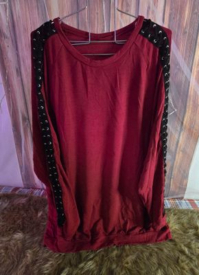 Burgundy/Black Long Sleeve- 1X