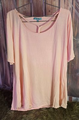 April Sky Peach Short Sleeve- 1X