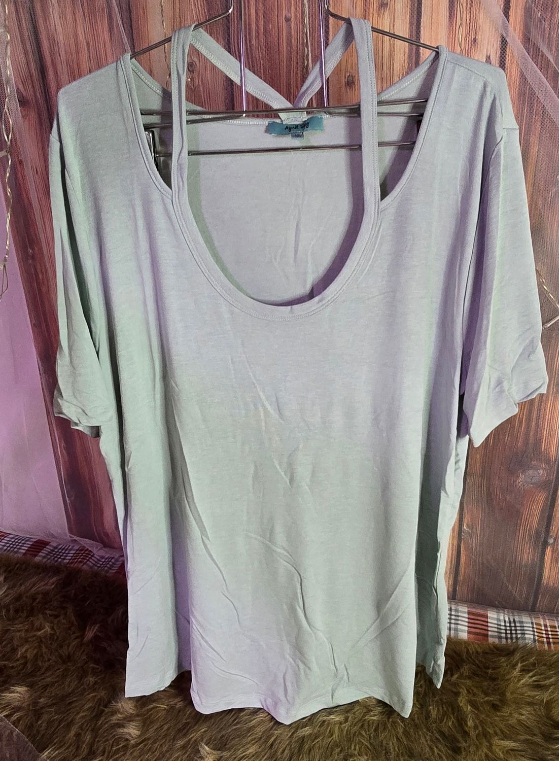 April Sky Sage Short Sleeve- 1X