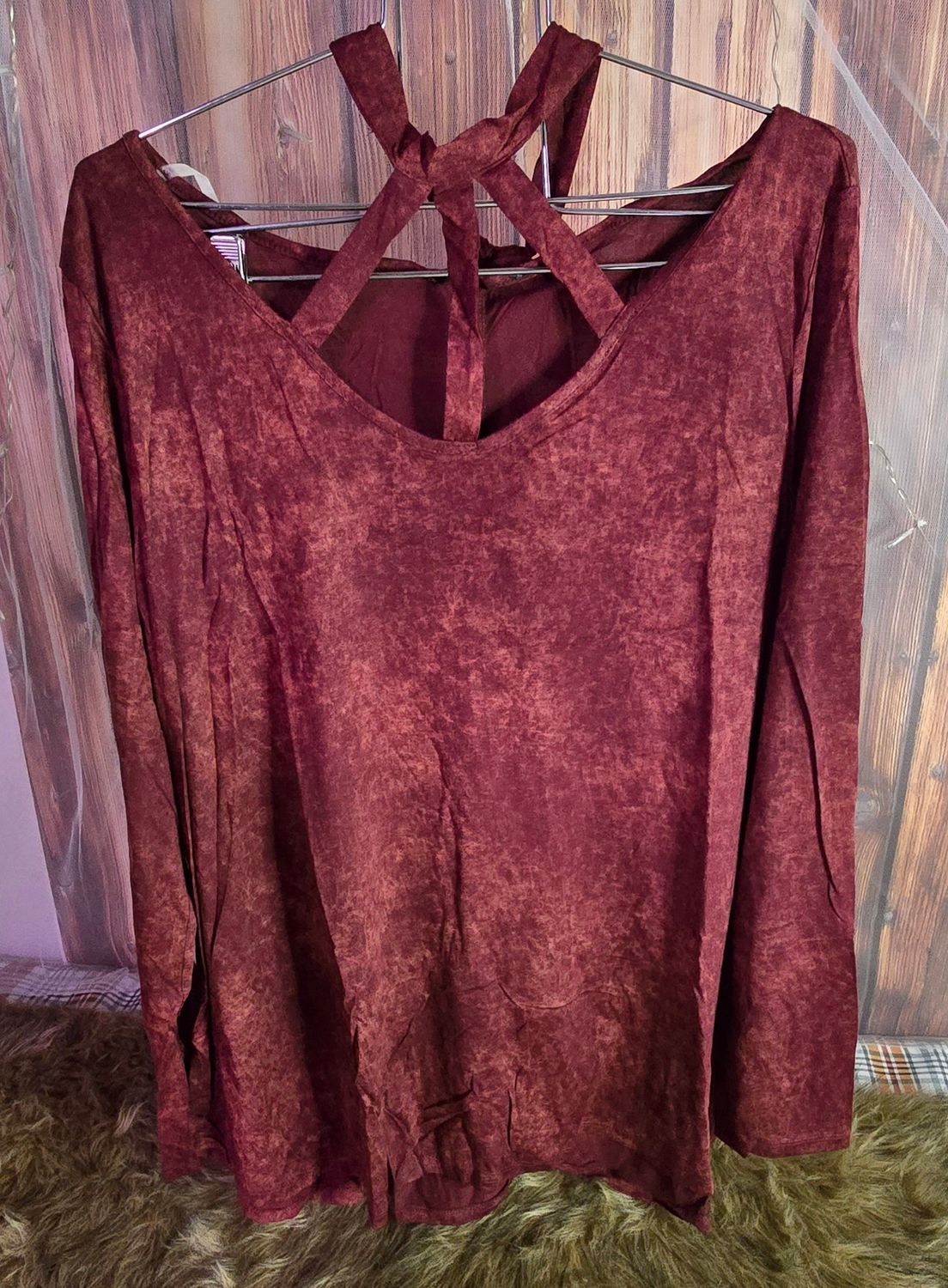 Over the head Wine Colored Long Sleeve- 1X