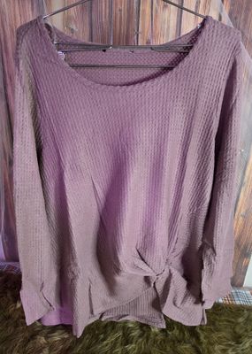 Plum with Knot Long Sleeve Shirt- 1X