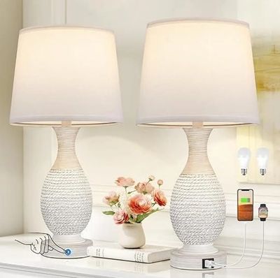 Farmhouse USB bedside lamps