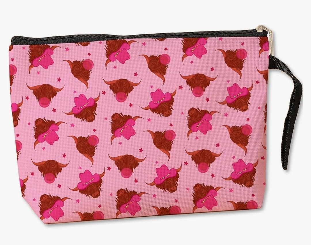 Highland Cow Makeup Bag