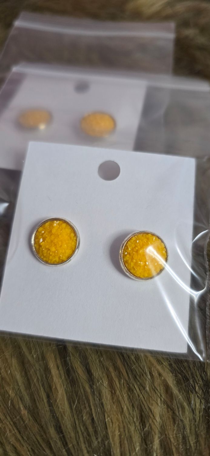 Yellow Druzy Earrings