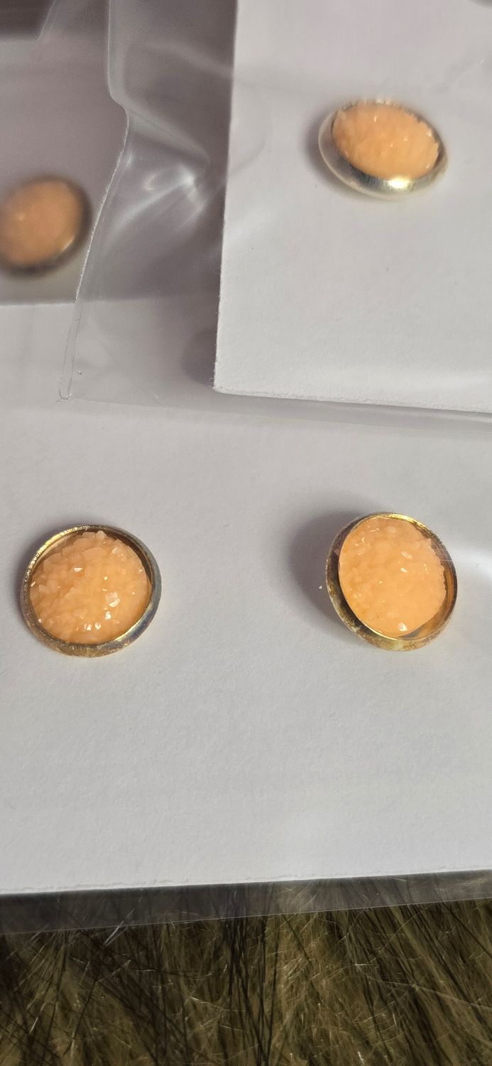 Peach Druzy Earrings