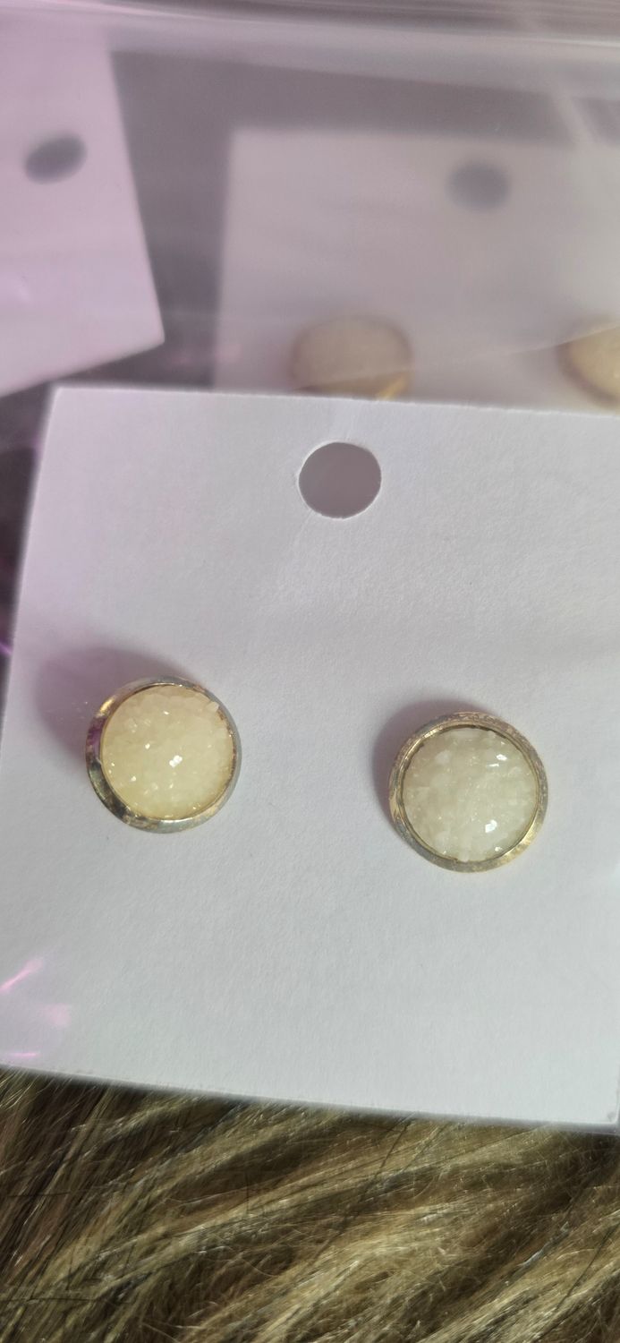 White Druzy Earrings