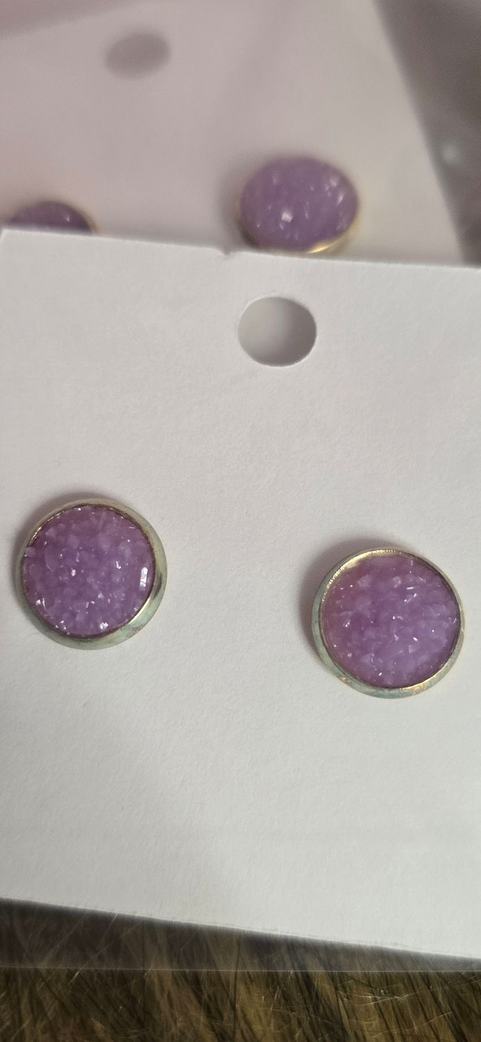 Purple Druzy Earrings