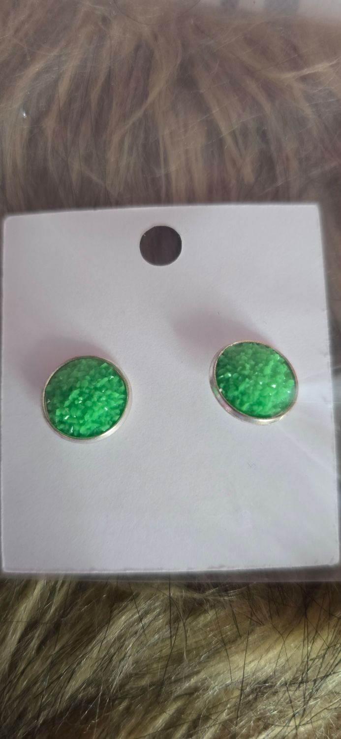 Green Druzy Earrings