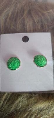 Green Druzy Earrings