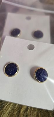 Navy Blue Druzy Earrings