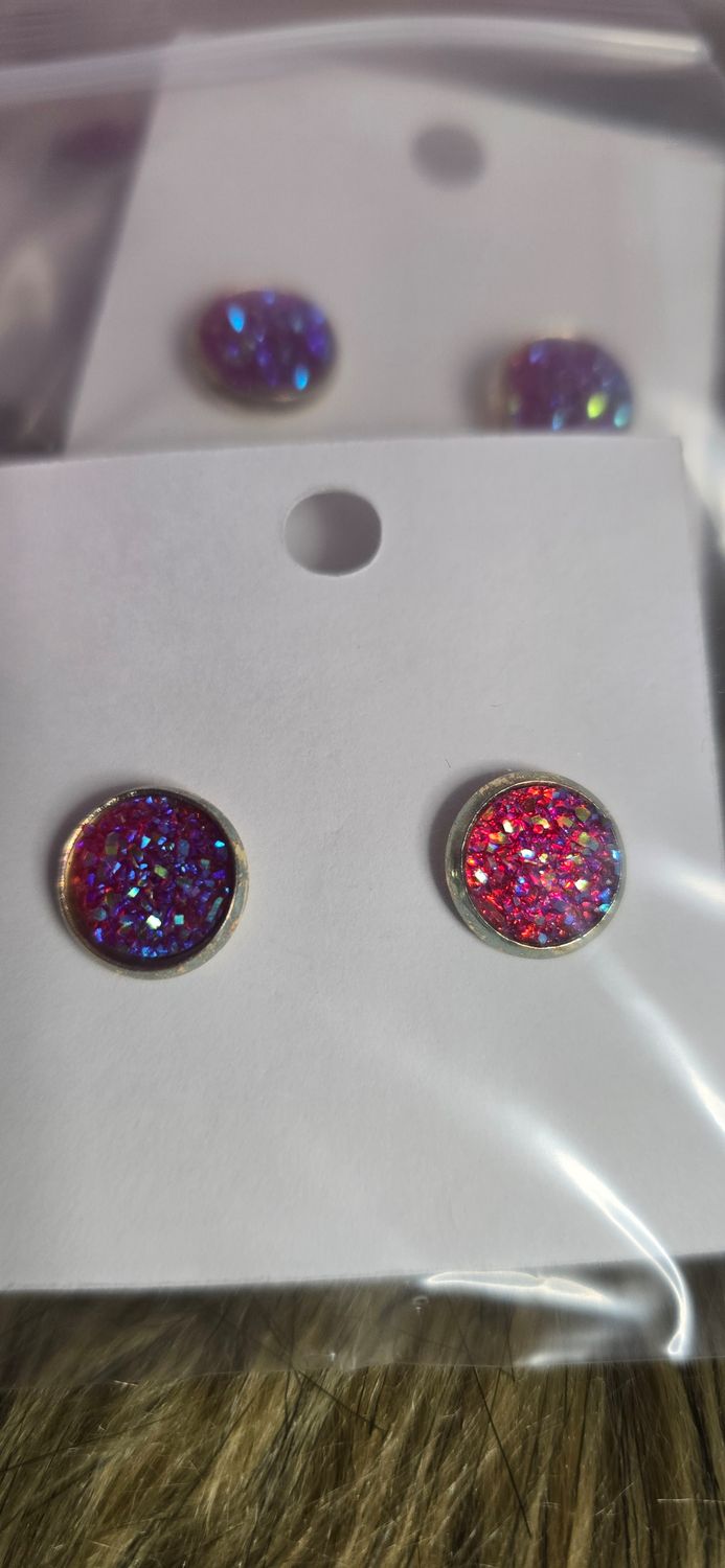 Red Sparkle Druzy Earrings