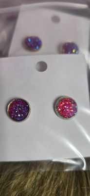 Red Sparkle Druzy Earrings