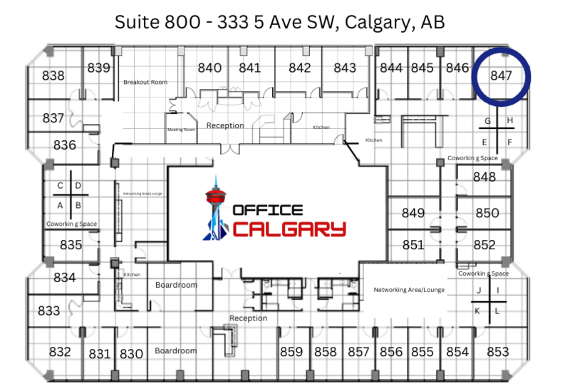 Private Office #847-  Sqft -  Corner Office Window View