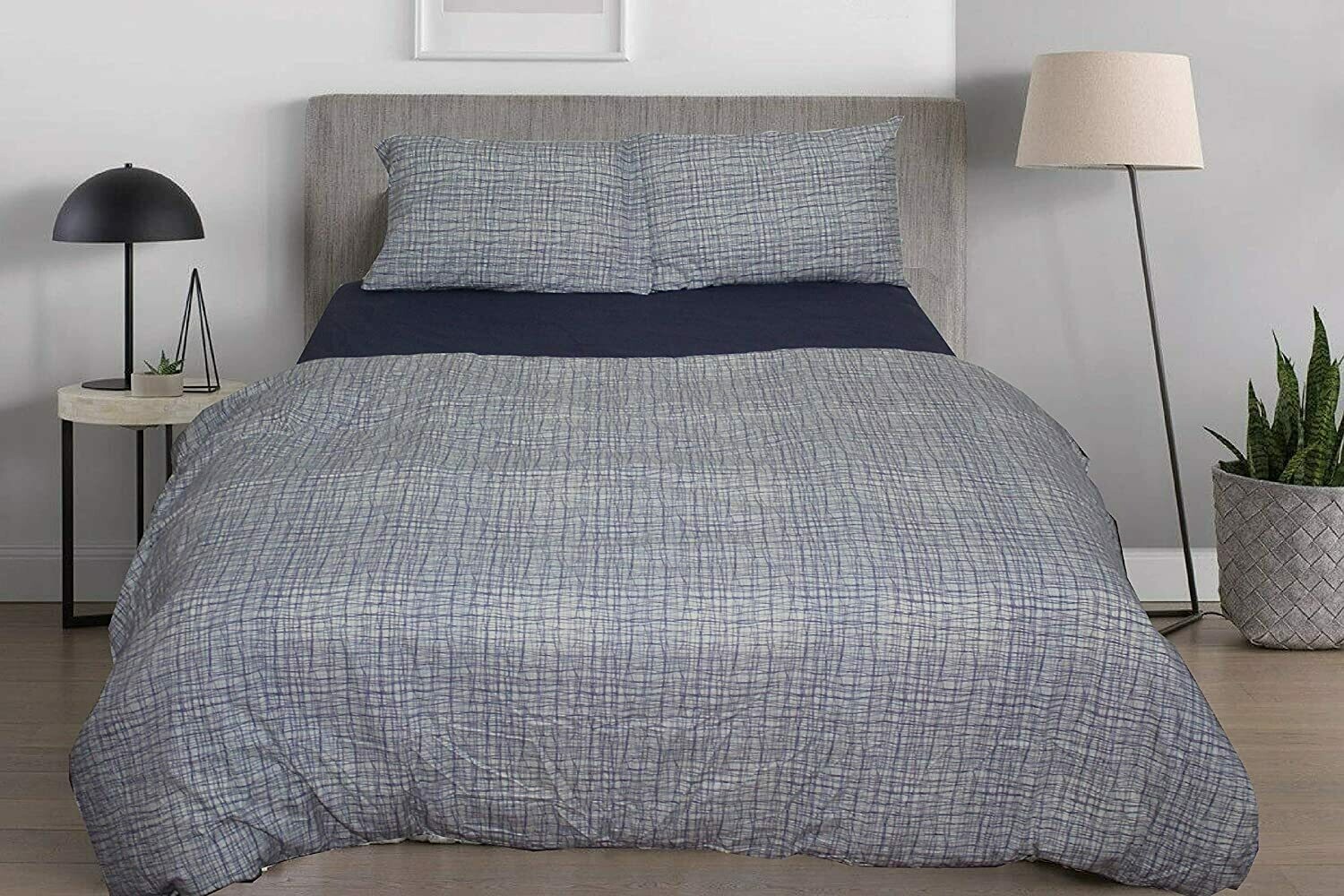 Duvet Cover Set, 4Pcs Set- TC 220, Queen, Blue, Green, Red Plaid