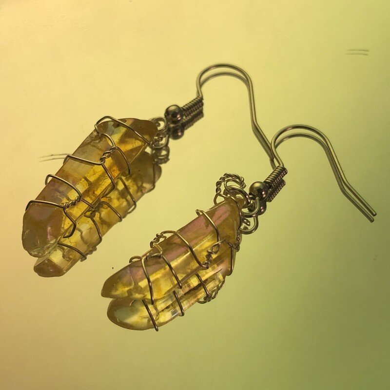 Glass Wire Wrapped Earrings