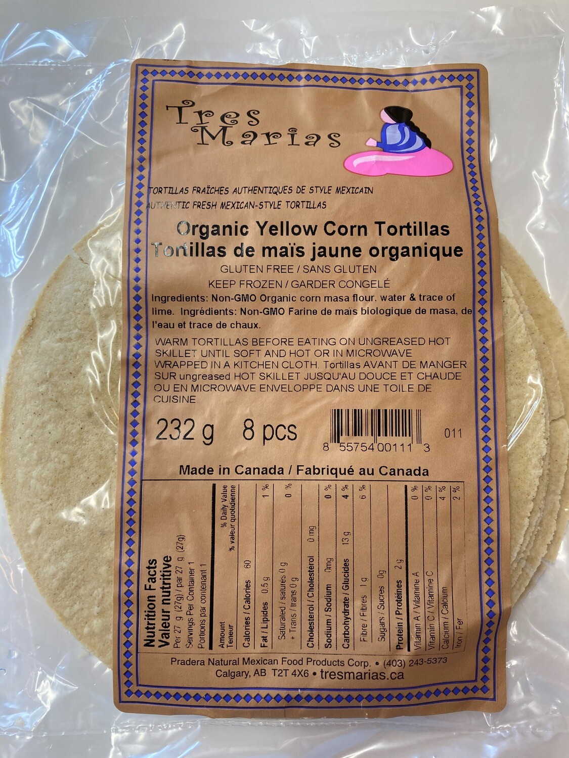Organic Yellow Corn Tortillas 6" 8 pcs