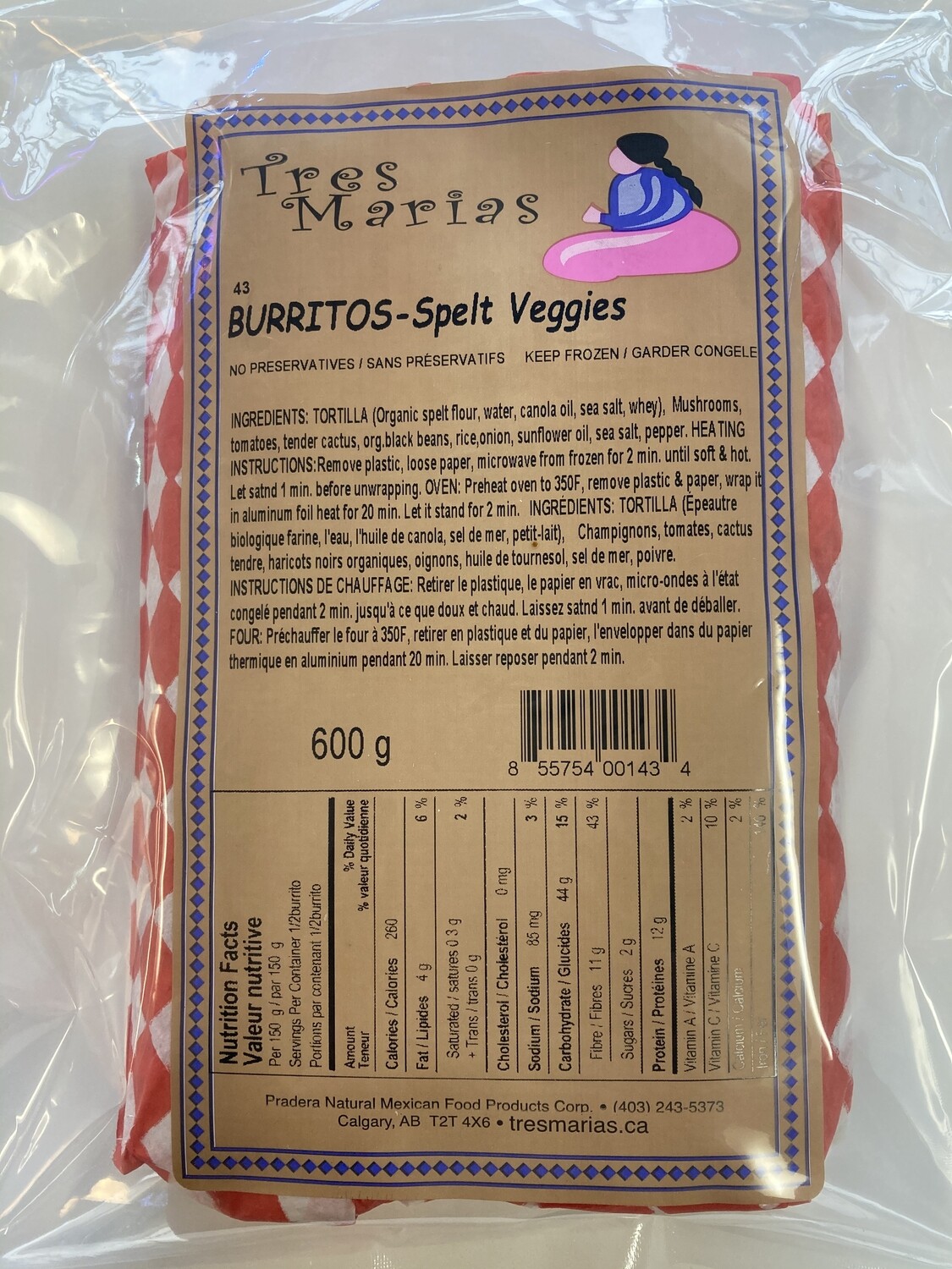 Burritos Spelt-Veggies  Mild 2 pcs 600 g