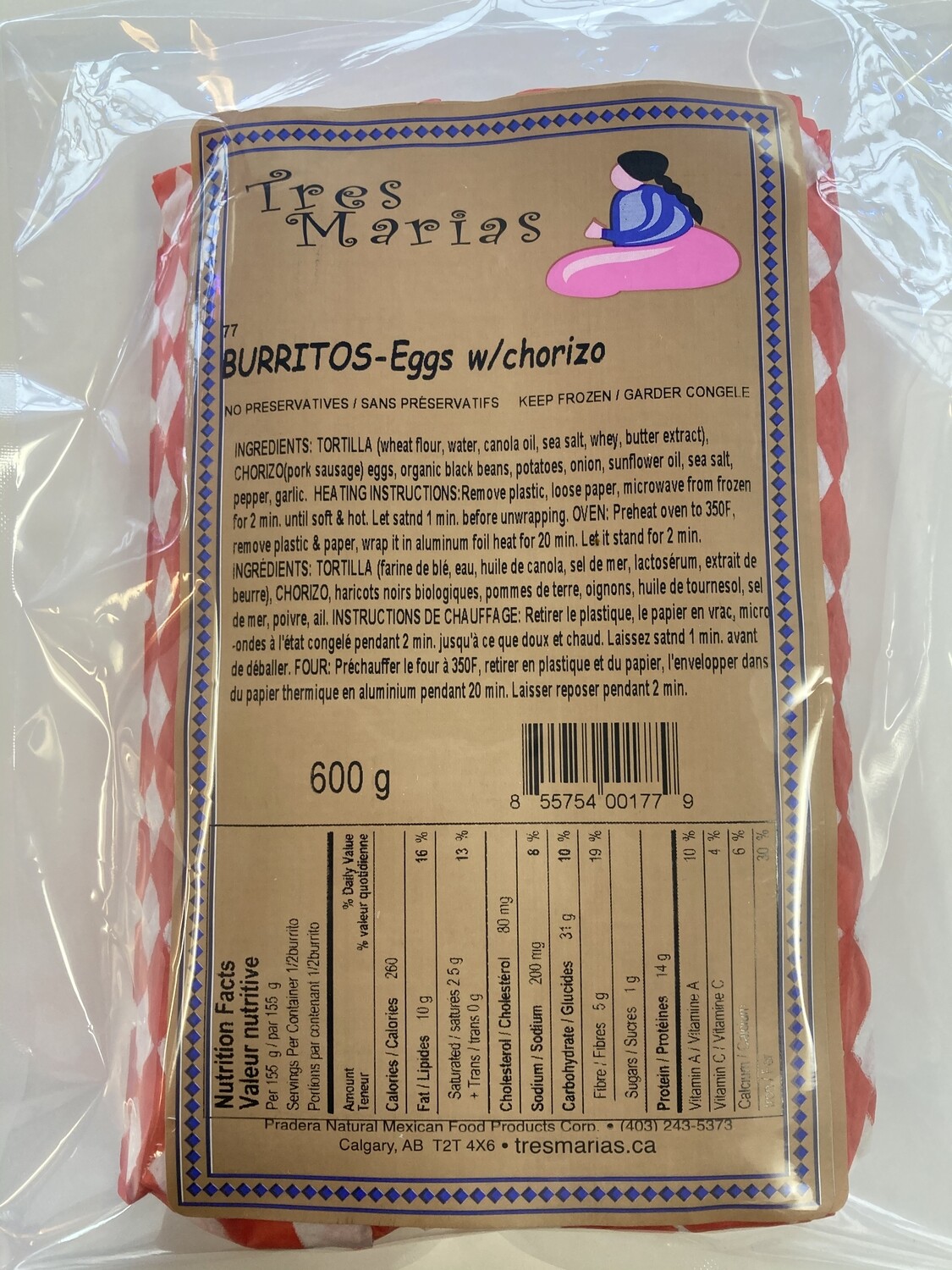 Burritos Eggs and Chorizo - Spicy 2 pcs  600 g