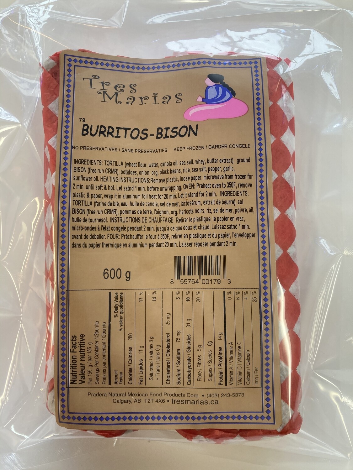 Tres Marias Burritos-Bison wheat