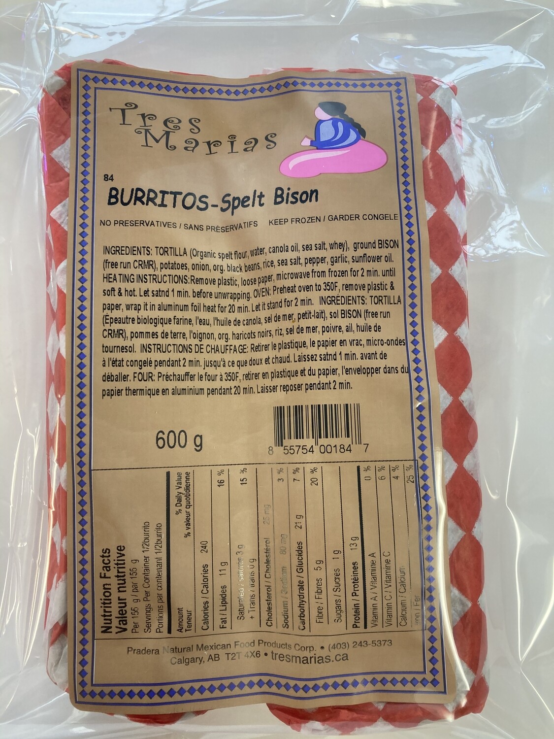 Burritos Spelt-Bison Mild 2 pc 600 g