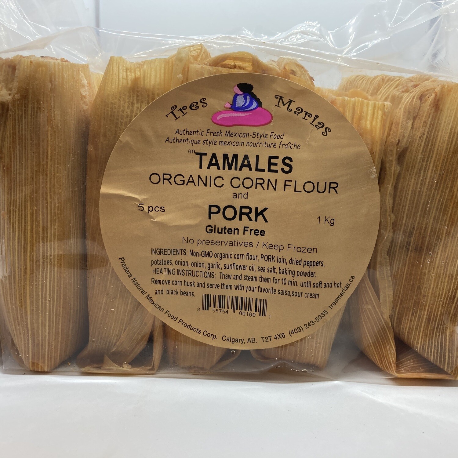 Tamales Organic Corn Flour & Pork 5pcs