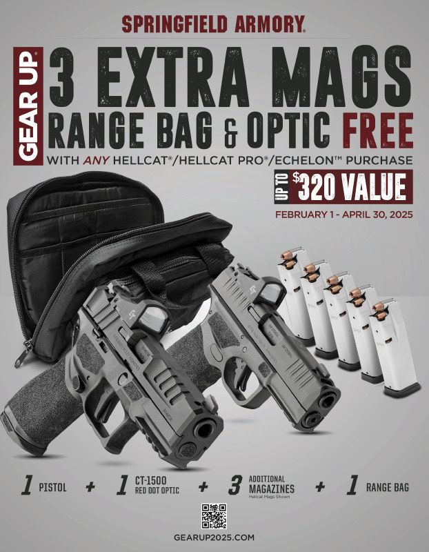 SPRINGFIELD ARMORY - GEAR UP - 3 EXTRA MAGS + RANGE BAG + OPTIC FREE 2/1/25- 4/30/25