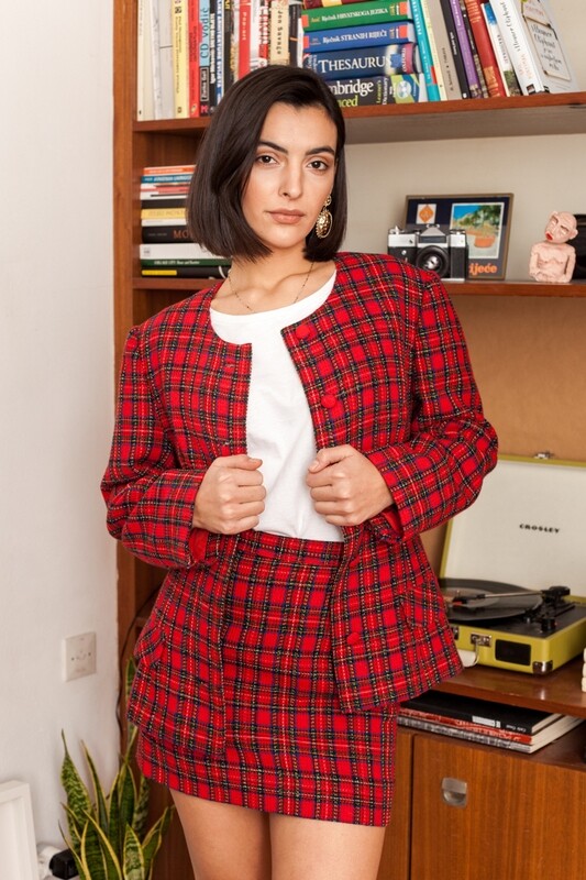 Plaid co-ord blazer and skirt