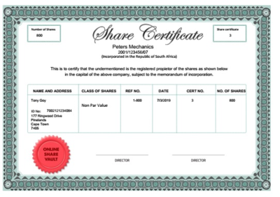 Share Certificate