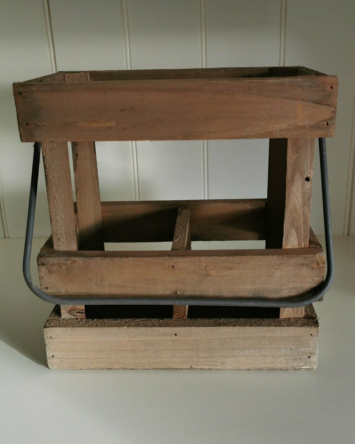 Holz Flaschen Kiste mit Henkel Braun